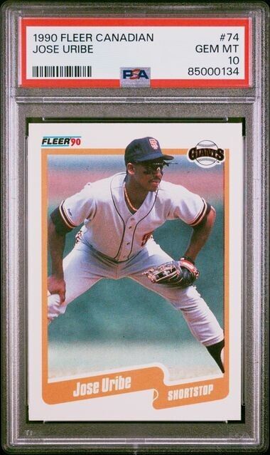 1990 Fleer JOSE URIBE San Francisco Giants Baseball #74 PSA Graded GEM MINT 10