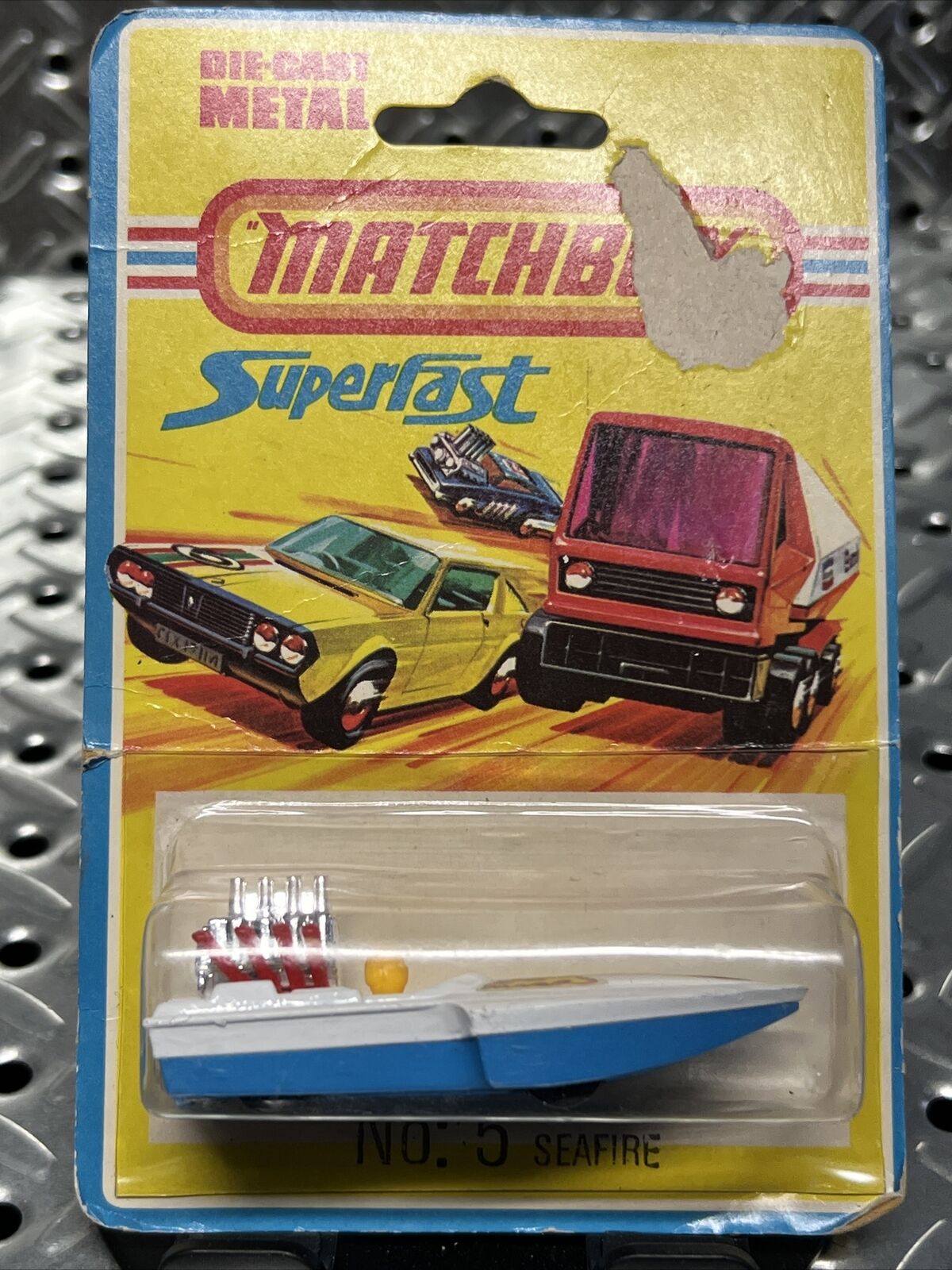 Matchbox Superfast Lesney 1976 No 5 Seafire Boat in White/ Blue Ultra Rare NIP