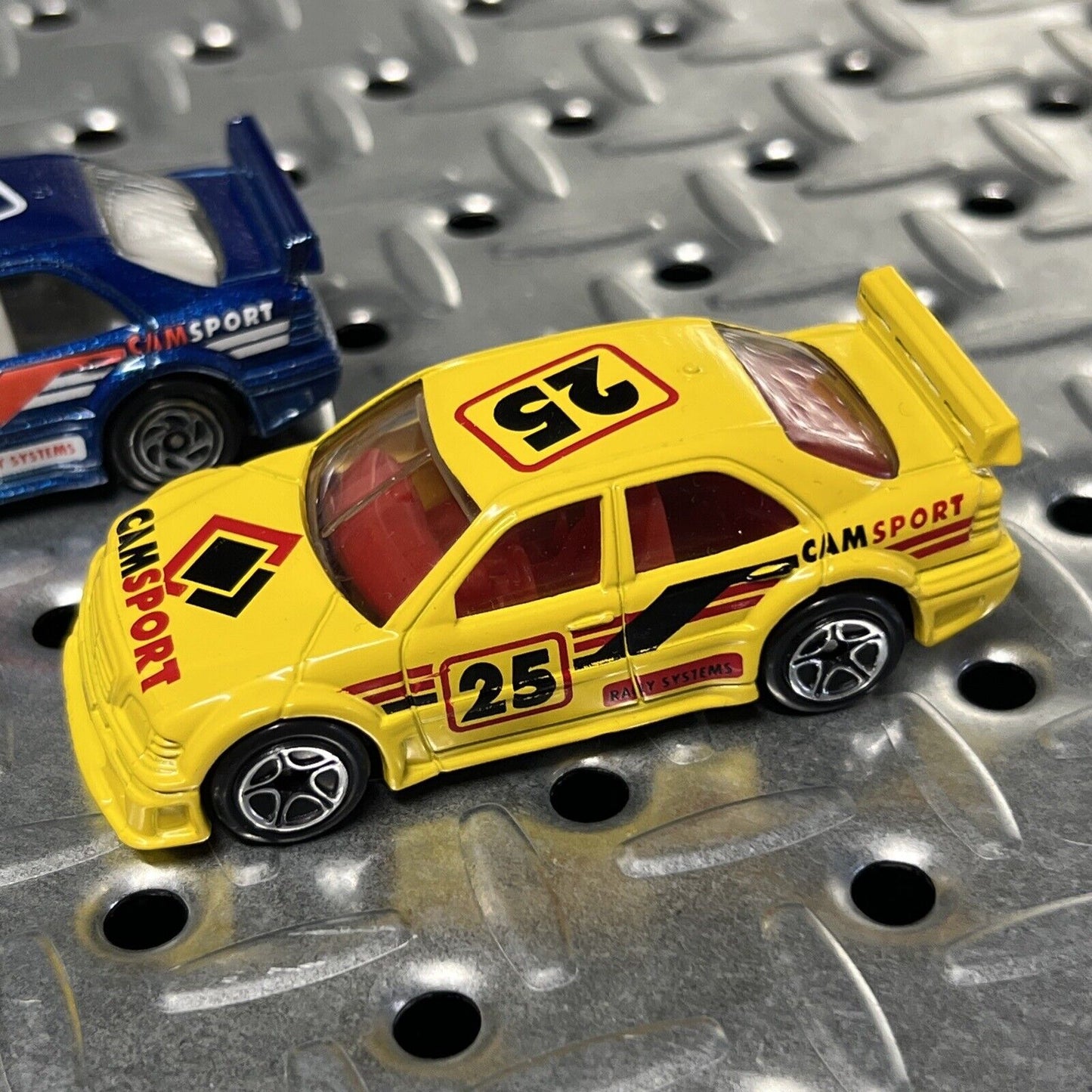 Match Box Vintage 1997 #25 AMG Mercedes C-Class Yellow Cam Sport Rally Car Set