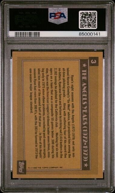 1990 Topps Nolan Ryan #3 Angels Mint PSA 5 EX HOF