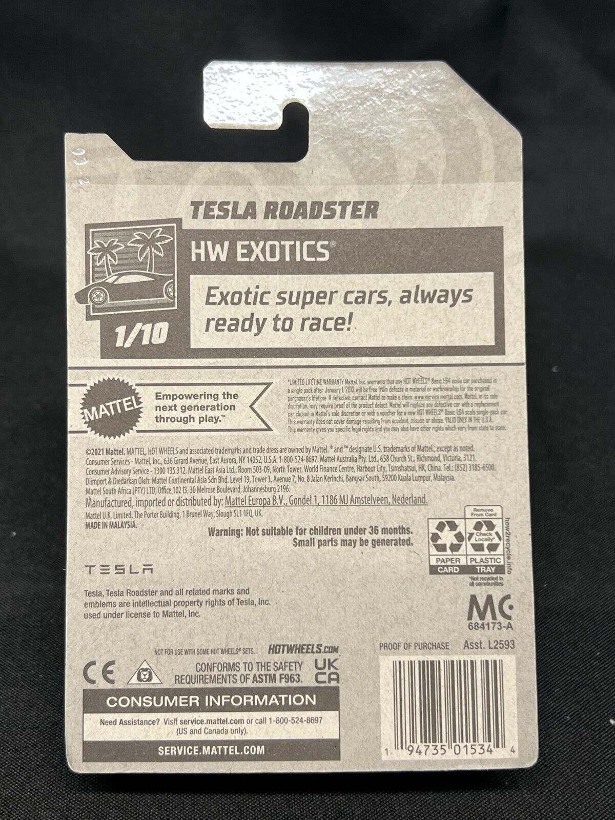 Hot Wheels: Tesla Roadster (2021 HW Exotics Mini Collection 1/10)