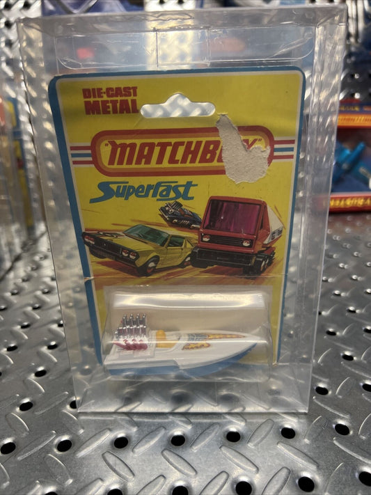 Matchbox Superfast Lesney 1976 No 5 Seafire Boat in White/ Blue Ultra Rare NIP