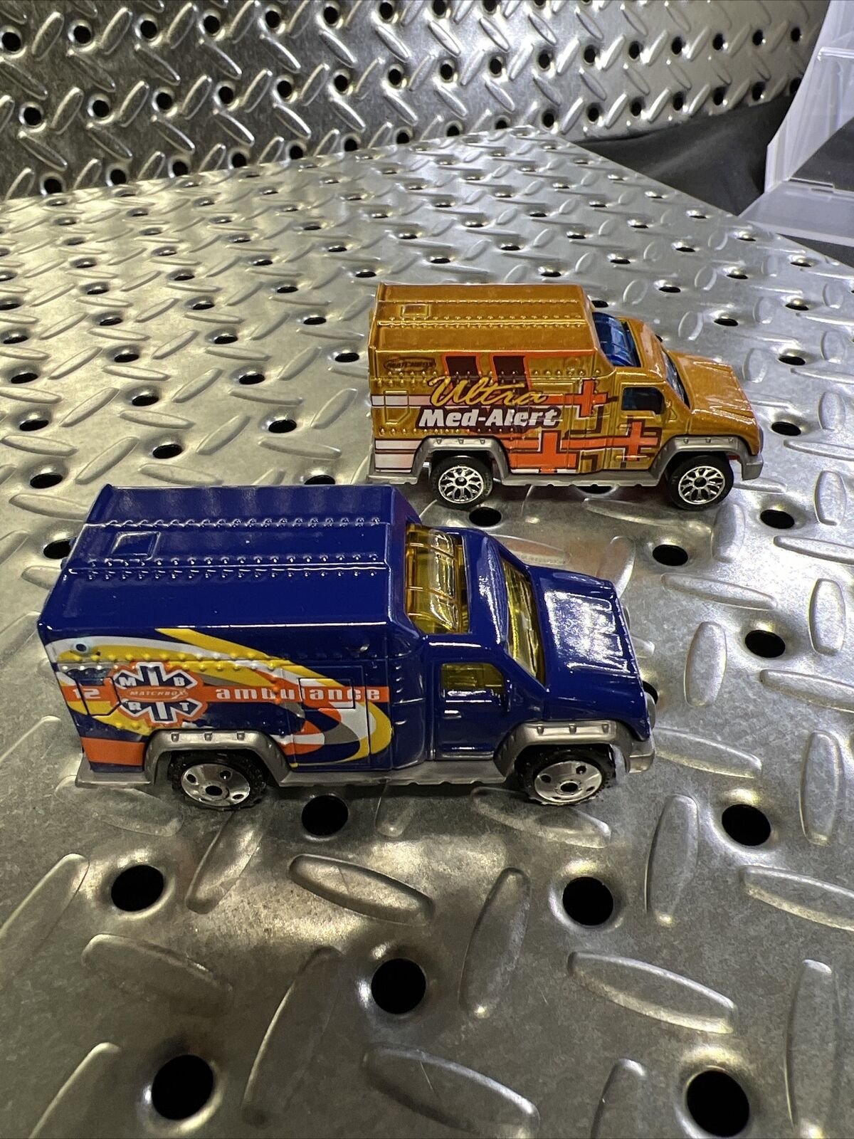 Matchbox Ambulance Custom Detailed Dark Blue 2002 2000 Opening Rear Doors Set