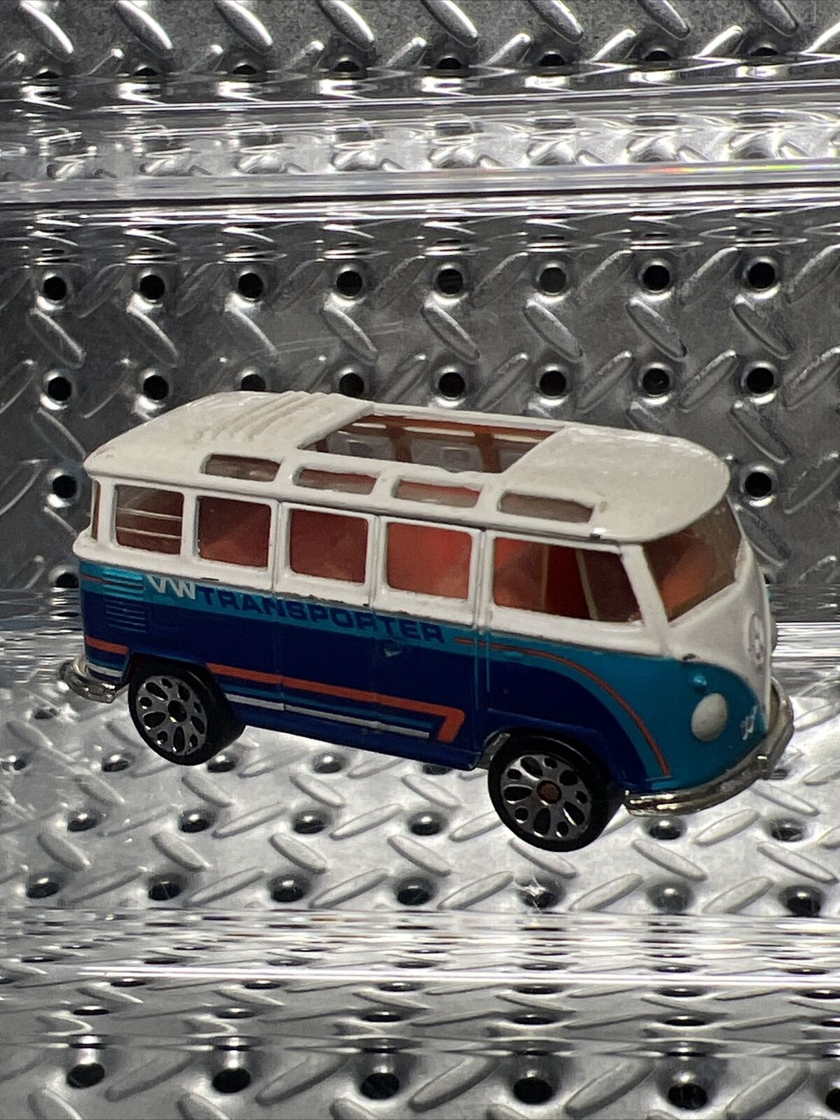 1998 Matchbox VW Transporter - White - Orange - Green - Blue