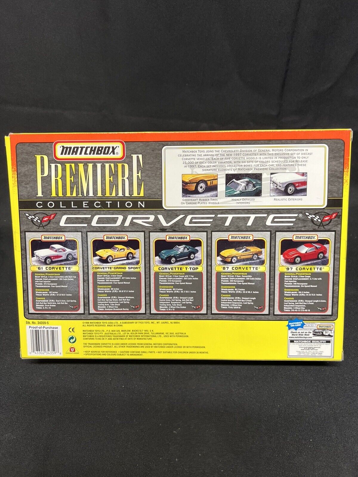 Matchbox Premiere Collection Corvette Limited Edition Set (1 of 25k New)