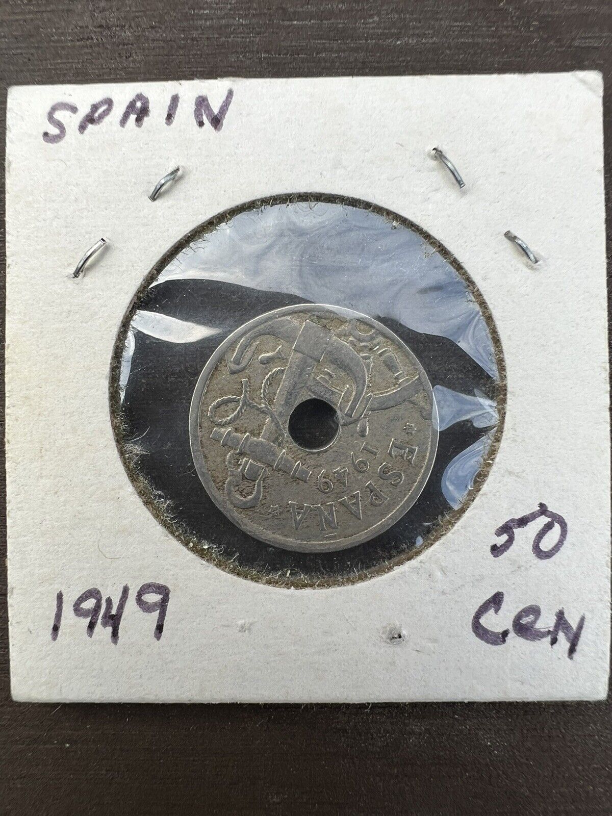 coin Spain 50 centimos 1949, VG/AU