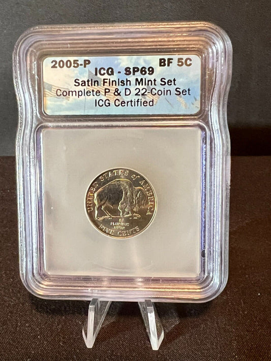 2005 P Bison Jefferson Nickel 5c ICG SP69 Satin Finish