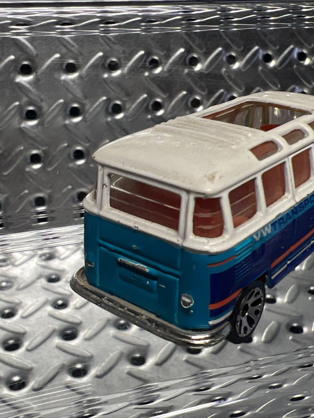 1998 Matchbox VW Transporter - White - Orange - Green - Blue