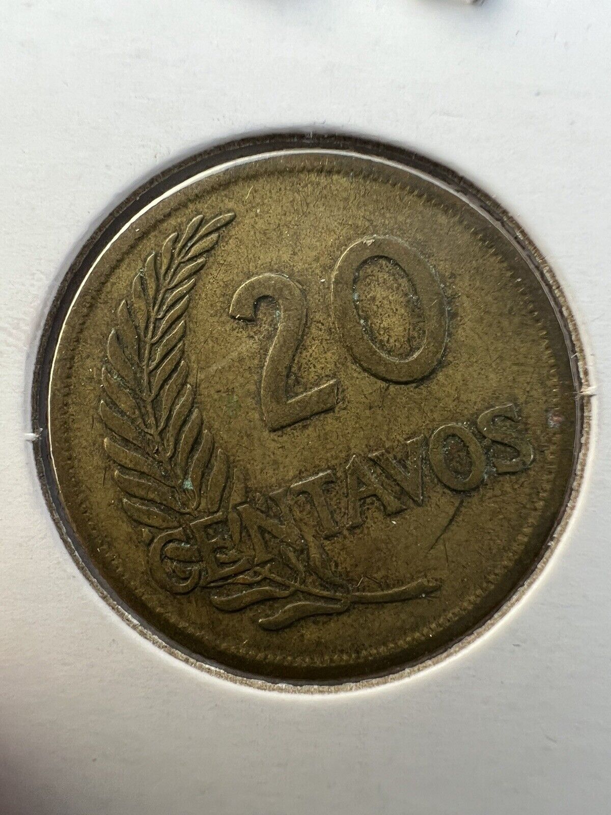 PERU 1951 20 CENTAVOS, UNC LUSTRE presumably with AFP