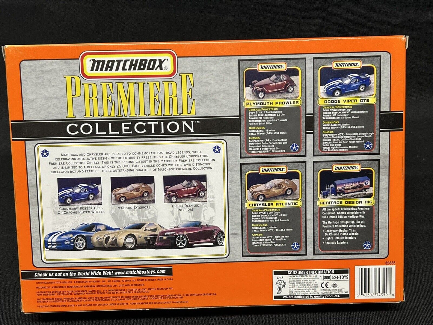 Matchbox  Premiere Collection Chrysler Corporation Set New In Box 1997